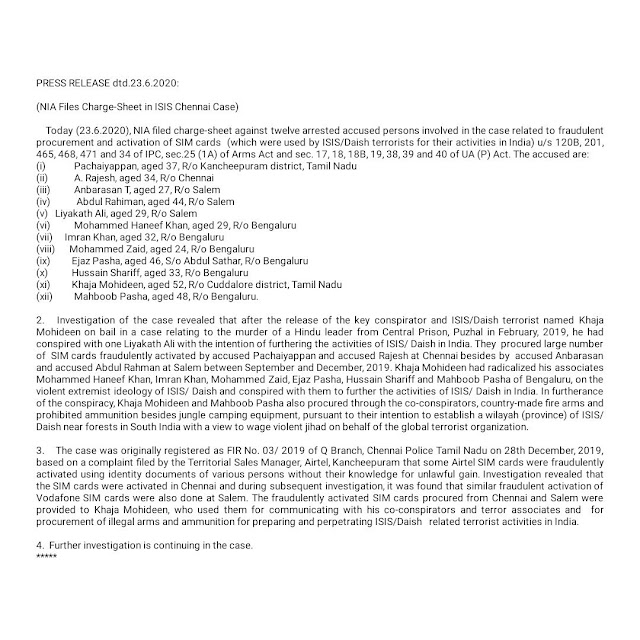 NIA Twitter Chargesheet Some Details