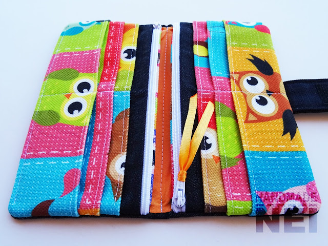 Handmade Nel: Дънково портмоне от плат "Бухали"