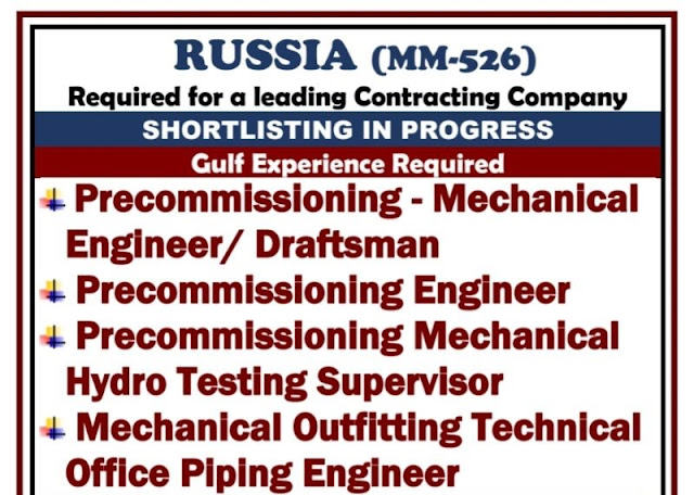Russia job vacancy - Contracting Company