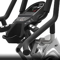 Max Trainer M7's monitor, image, with dual display backlit enhanced LCD/LED screen, 4 user profiles, Bluetooth, 11 programs, 20 resistance levels