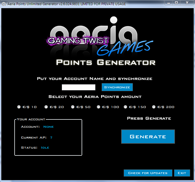 Aeria Points Generator 2013