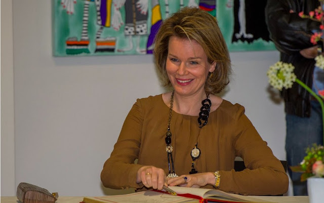 Queen Mathilde of Belgium visited the health center "Sint-Oda" in Overpelt,