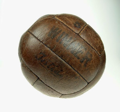 A brown leather football from the 1930s