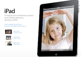 Apple's web site, iPad page - lots of white space