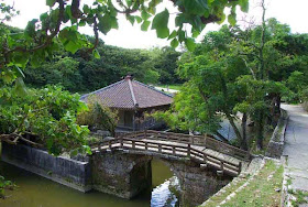 bridge and building on Shuri Castle pond