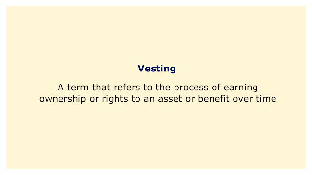 A term that refers to the process of earning ownership or rights to an asset or benefit over time.