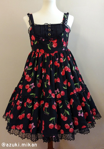 Angelic Pretty Drained Cherry Tiered JSK (2015) Black