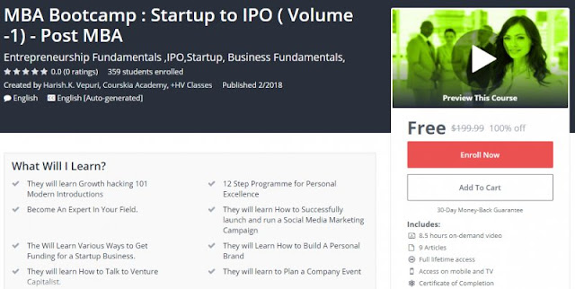 [100% Off] MBA Bootcamp : Startup to IPO ( Volume -1) - Post MBA| Worth 199,99$