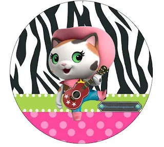 Toppers or Free Printables Sheriff Callie in Zebra Background Labels. 