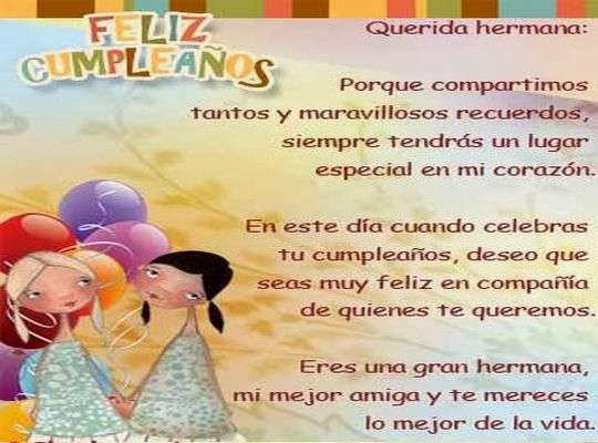 Feliz cumple hermanita Tarjetas para imprimir