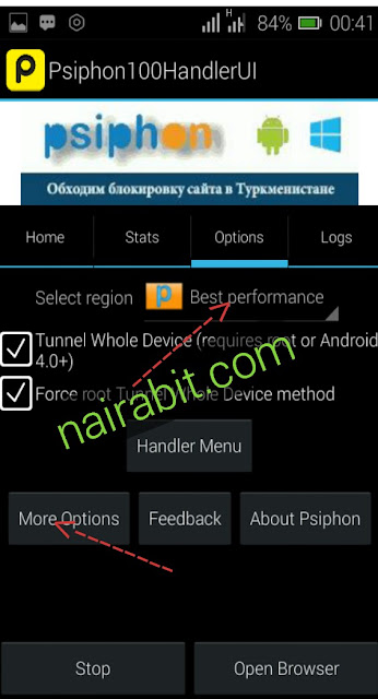 MTN GAME free150mb working Psiphon settings2