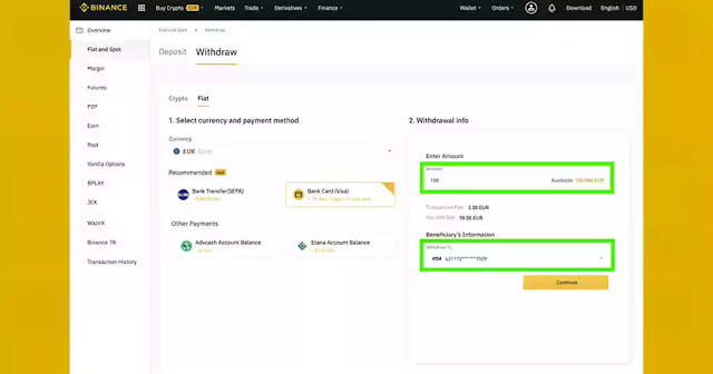 طريقة سحب الأموال من منصة بينانس