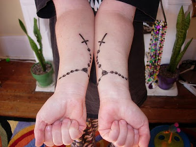 wrist rosary tattoos · ankle rosary tattoos