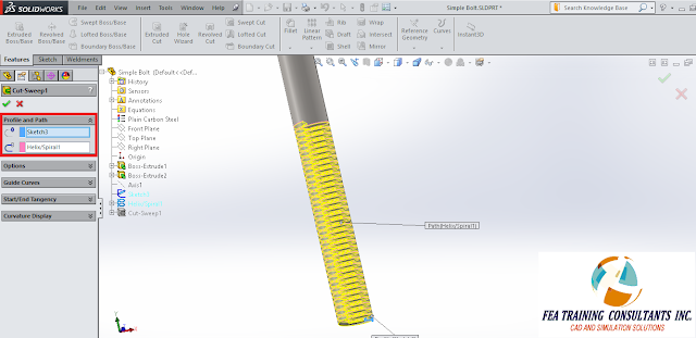 sweep cut feature solidworks