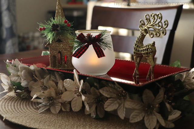 Close up of Christmas floral tray