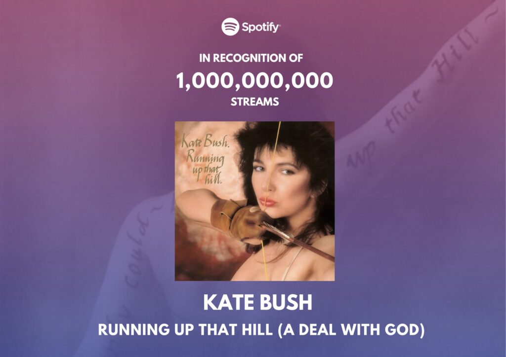 In recognition of 1 billion streams of Running Up That Hill