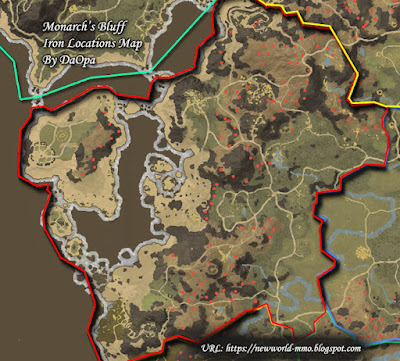 Monarch's Bluffs iron node locations map