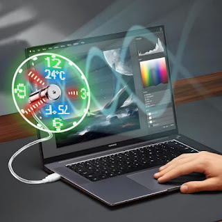 Mini Flexible Fan Time And Temperature Clock