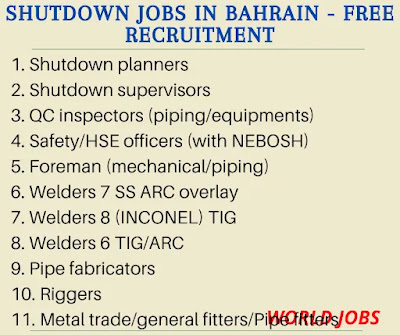 Shutdown Jobs in Bahrain - Free recruitment