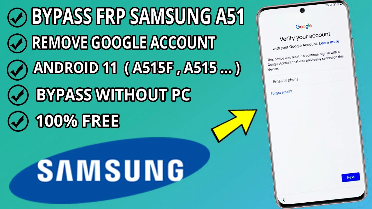How To Bypass FRP Samsung A51 Android 11 Without pc