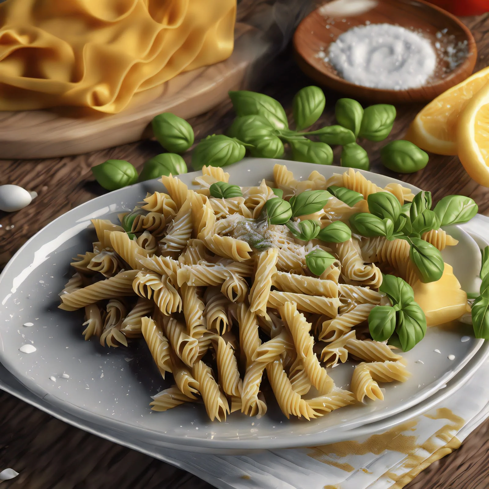 plato-de-tornillitos-pasta-con-albahaca