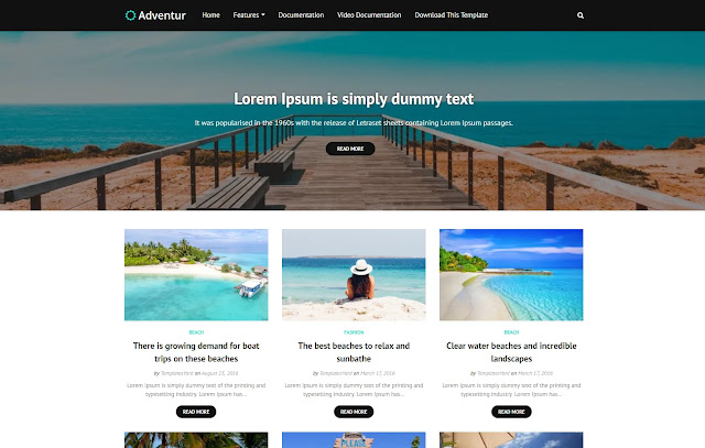 Adventur Responsive Magazine Personal Blog Travel Blogger Template Theme