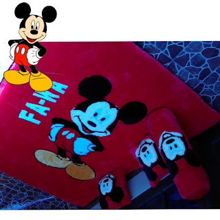 Karpet bulu rasfur motif Mickey mouse