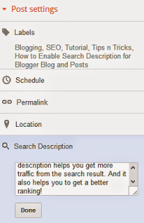 How to set search result for every post in blogger blog