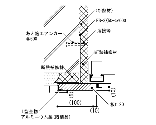 3-32-2　木製受け板（サッシ枠と天井が同面、躯体アンカー）