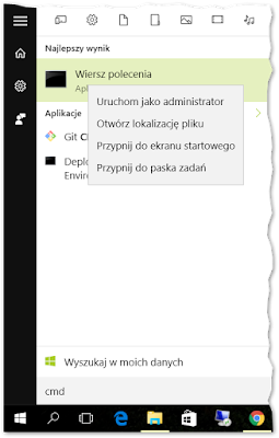 Uruchamianie wiersza poleceń cmd jako administrator