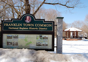 National Register Historic District marker on the Franklin Town Common