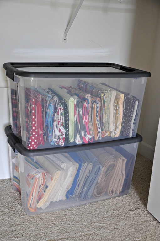 fabric storage in closet