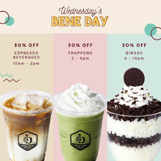 Caffebene Wednesday's Bene Day Special Discount 30% on selected Caffe Bene items