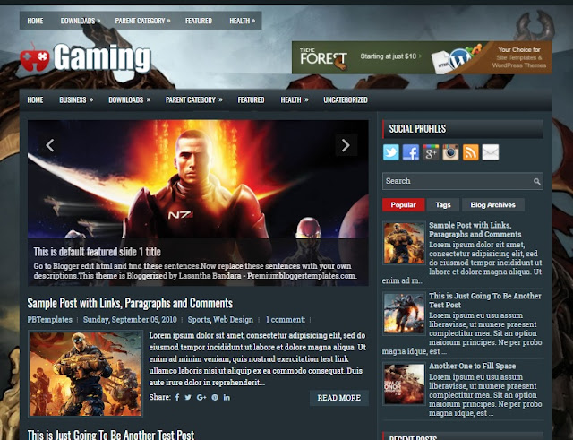 Gaming Blogger Template