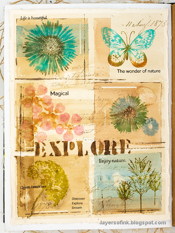 Layers of ink - Nature Sampler Art Journal Page Tutorial by Anna-Karin Evaldsson.