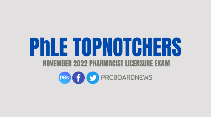 RESULT: November 2022 Pharmacist board exam top 10 passers