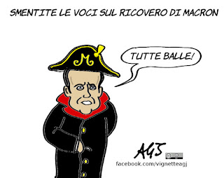 macron, esaurimento nervoso, fake news, vignetta, satira