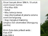 Hoax Lowongan Driver Untuk Asian Games 2018