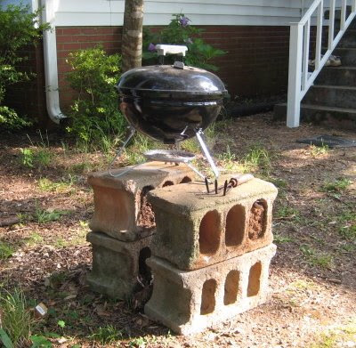 The charcoal grill - our favorite way to cook.