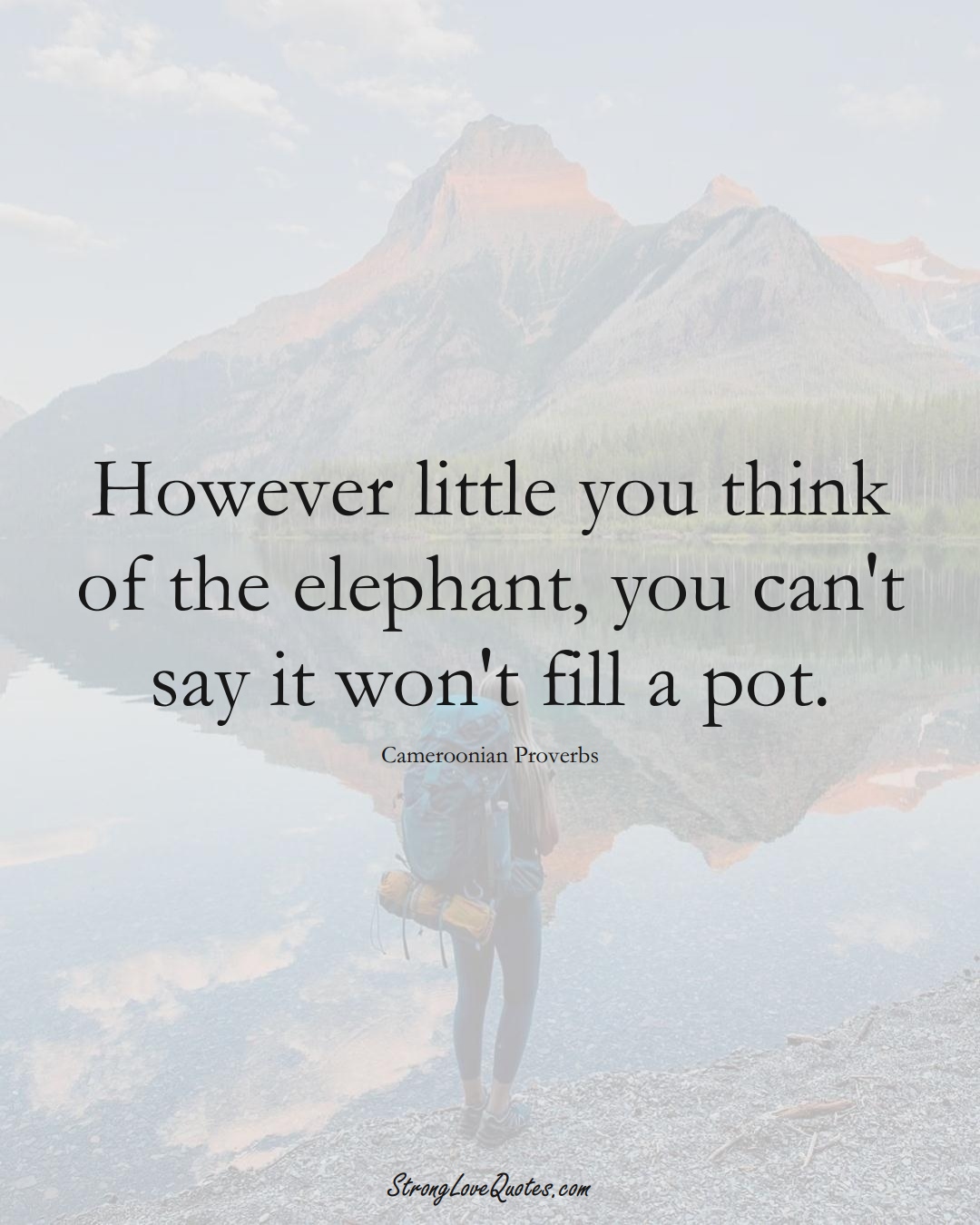However little you think of the elephant, you can't say it won't fill a pot. (Cameroonian Sayings);  #AfricanSayings