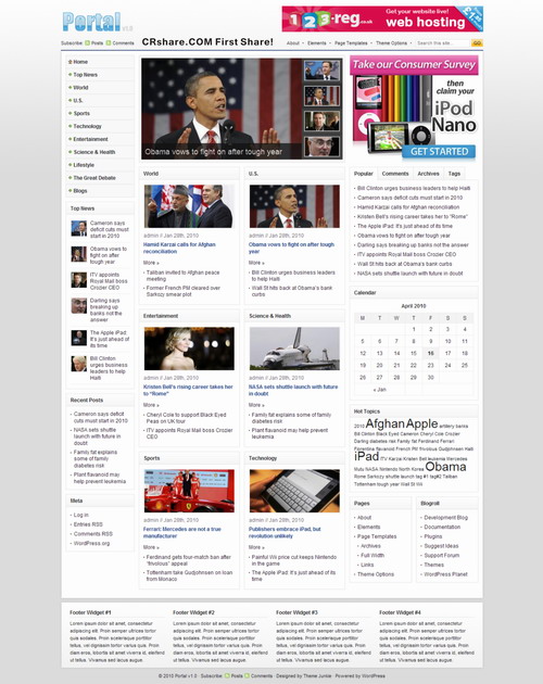 News Portal 1.0 theme by Themejunkie Free Download.