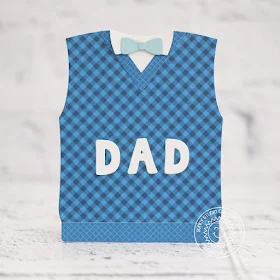 Sunny Studio Stamps: Sweater Vest Dies Shaped Gingham Dad Card by Lexa Levana