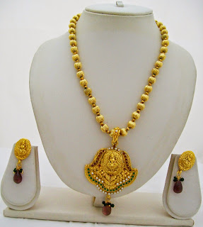 Lakshmi Pendant Gold Plated Necklace Mala Antique Indian Goddess Jewelry
