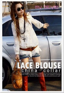 French Style Lace Long Blouse White