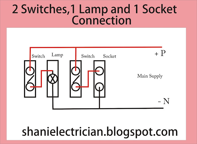 2 Switches 1 Lamp and 1 Socket Connection