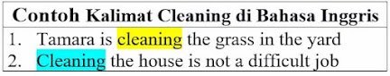 20 contoh kalimat menggunakan kata Cleaning di bahasa inggris