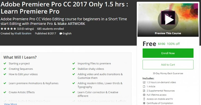 [100% Off] Adobe Premiere Pro CC 2017 Only 1.5 hrs : Learn Premiere Pro| Worth 190$