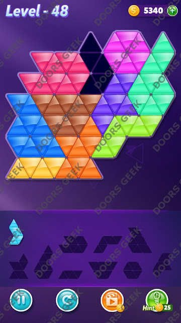 Block! Triangle Puzzle 10 Mania Level 48 Solution, Cheats, Walkthrough for Android, iPhone, iPad and iPod