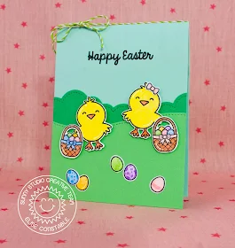 Sunny Studio: Happy Easter Card by Elise Constable using A Good Egg stamps & dies.