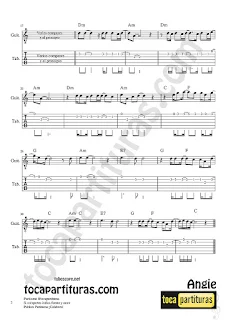 2  Tablatura para guitarra Angie The Rolling Stones Sheet Music for Tablature guitar tabs